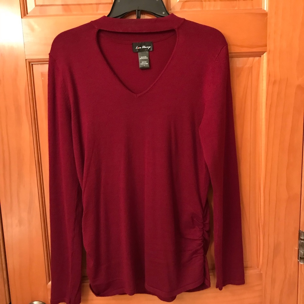 Love Always women’s burgundy sweater.